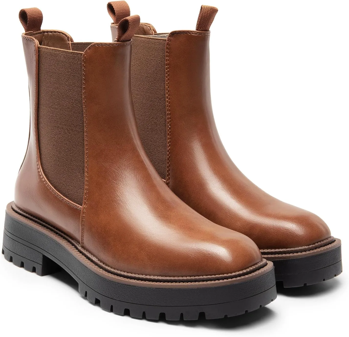 DREAM PAIRS Women's Chelsea Ankle Boots Square Toe Fashion Low Heel Lug Sole Platform Fall Booties Shoes