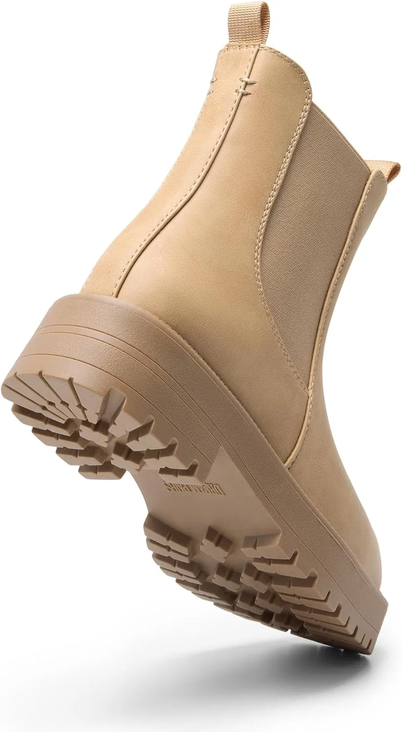 DREAM PAIRS Women's Chelsea Ankle Boots Square Toe Fashion Low Heel Lug Sole Platform Fall Booties Shoes