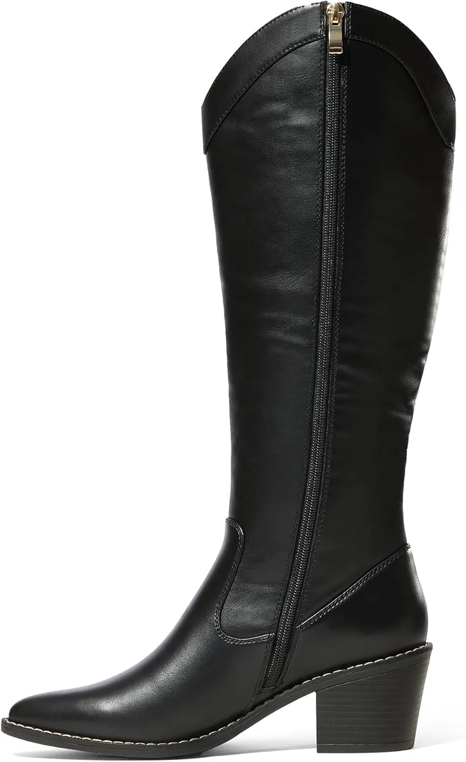 DREAM PAIRS Womens Cowboy Boots, Western Cowgirl Pull On Zipper Chunky Heel Pointed Toe Knee High Boots
