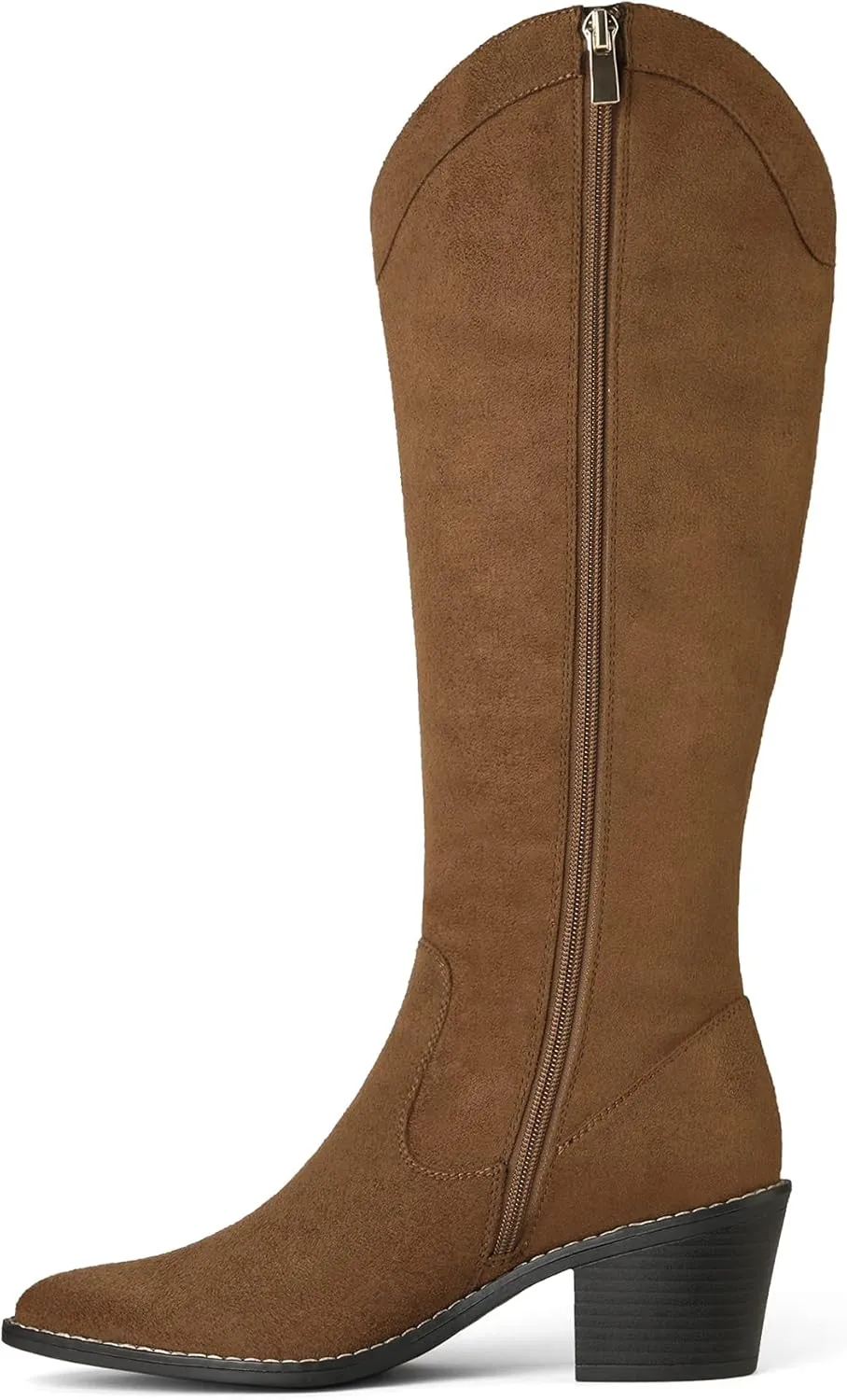 DREAM PAIRS Womens Cowboy Boots, Western Cowgirl Pull On Zipper Chunky Heel Pointed Toe Knee High Boots