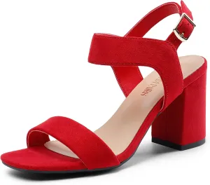 DREAM PAIRS Women's High Chunky Heels Square Toe Block Ankle Strap Dress Comfort Sandals