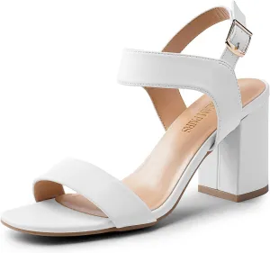 DREAM PAIRS Women's High Chunky Heels Square Toe Block Ankle Strap Dress Comfort Sandals