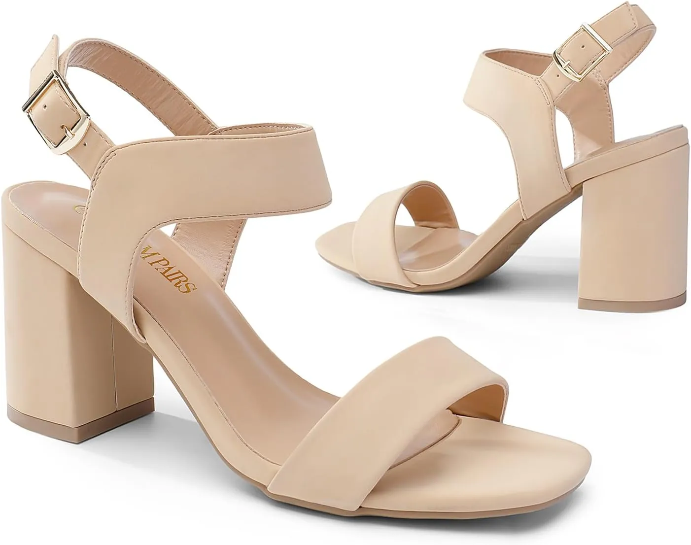 DREAM PAIRS Women's High Chunky Heels Square Toe Block Ankle Strap Dress Comfort Sandals