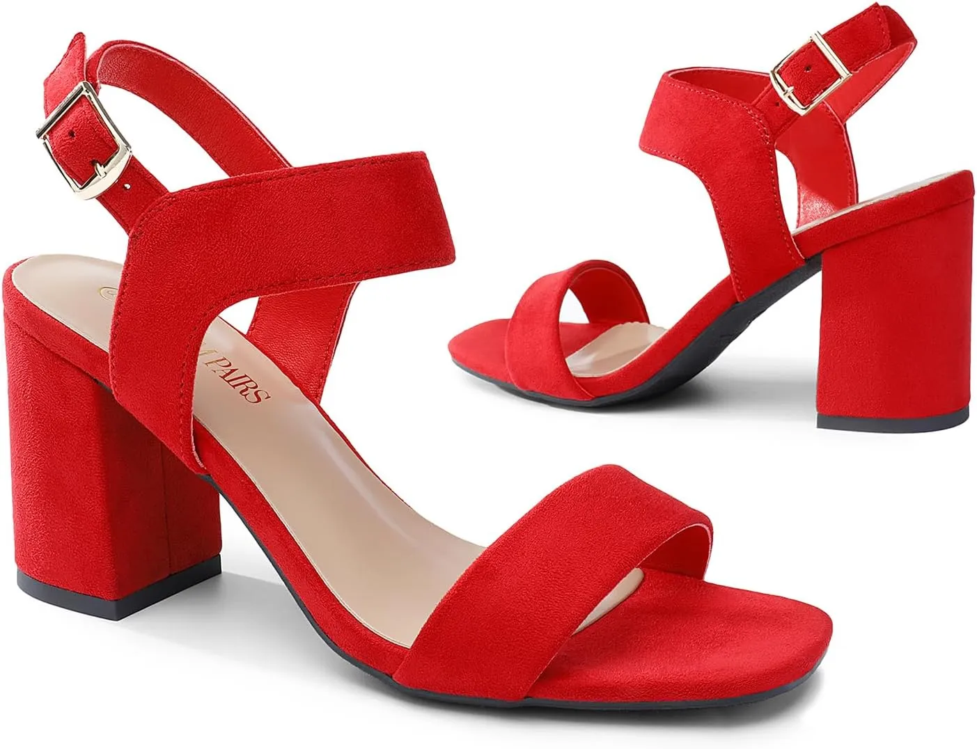 DREAM PAIRS Women's High Chunky Heels Square Toe Block Ankle Strap Dress Comfort Sandals