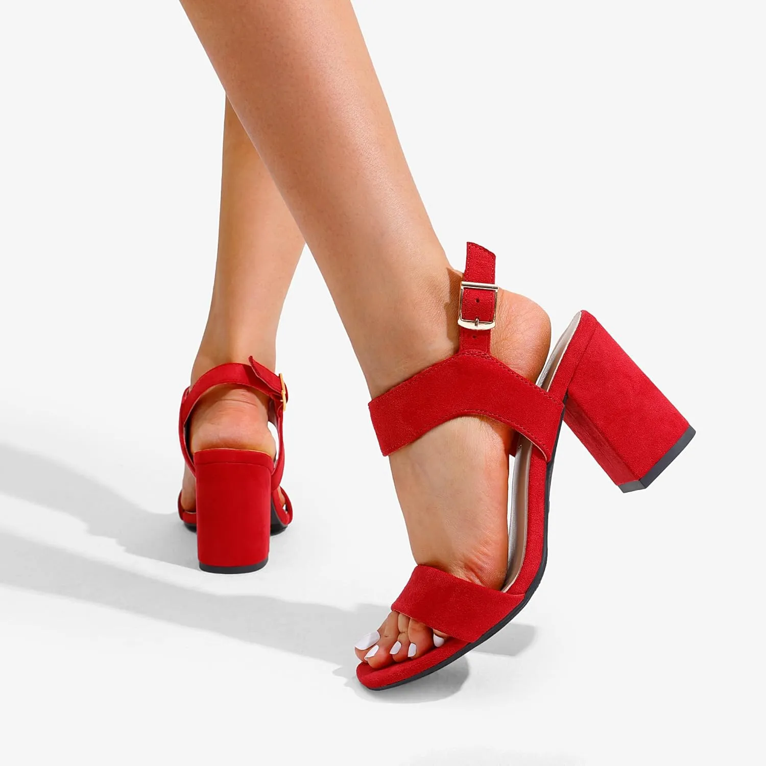 DREAM PAIRS Women's High Chunky Heels Square Toe Block Ankle Strap Dress Comfort Sandals