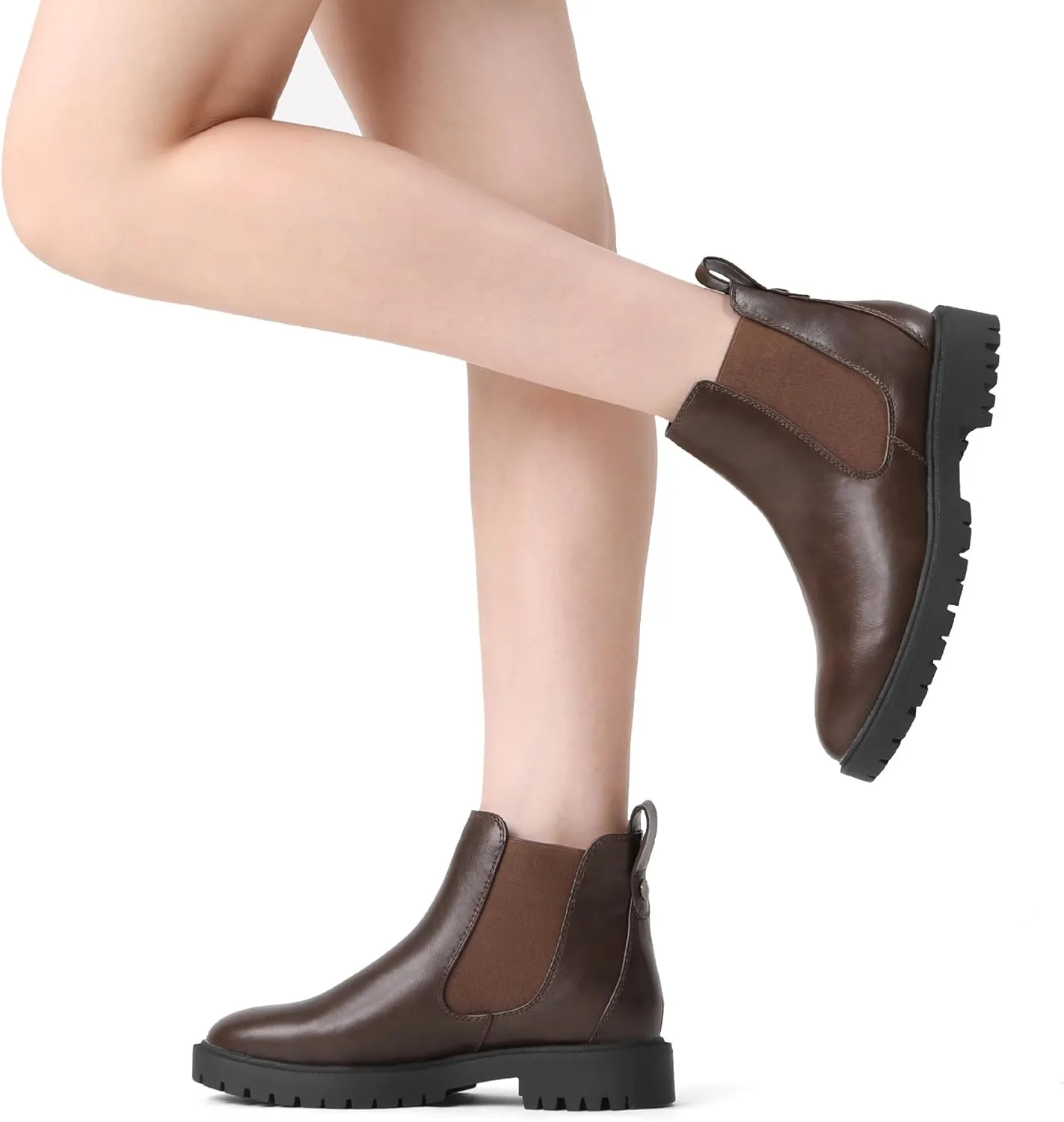 DREAM PAIRS Women's Low Heel Chelsea Ankle Boots Fashion Slip On Elastic Fall Booties Shoes