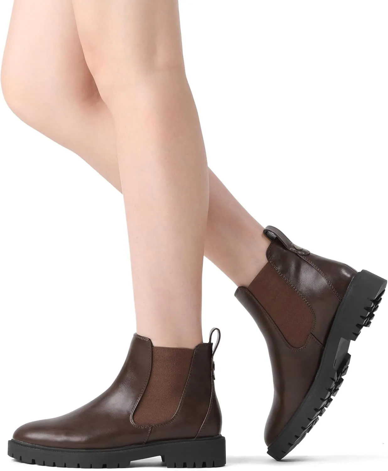 DREAM PAIRS Women's Low Heel Chelsea Ankle Boots Fashion Slip On Elastic Fall Booties Shoes