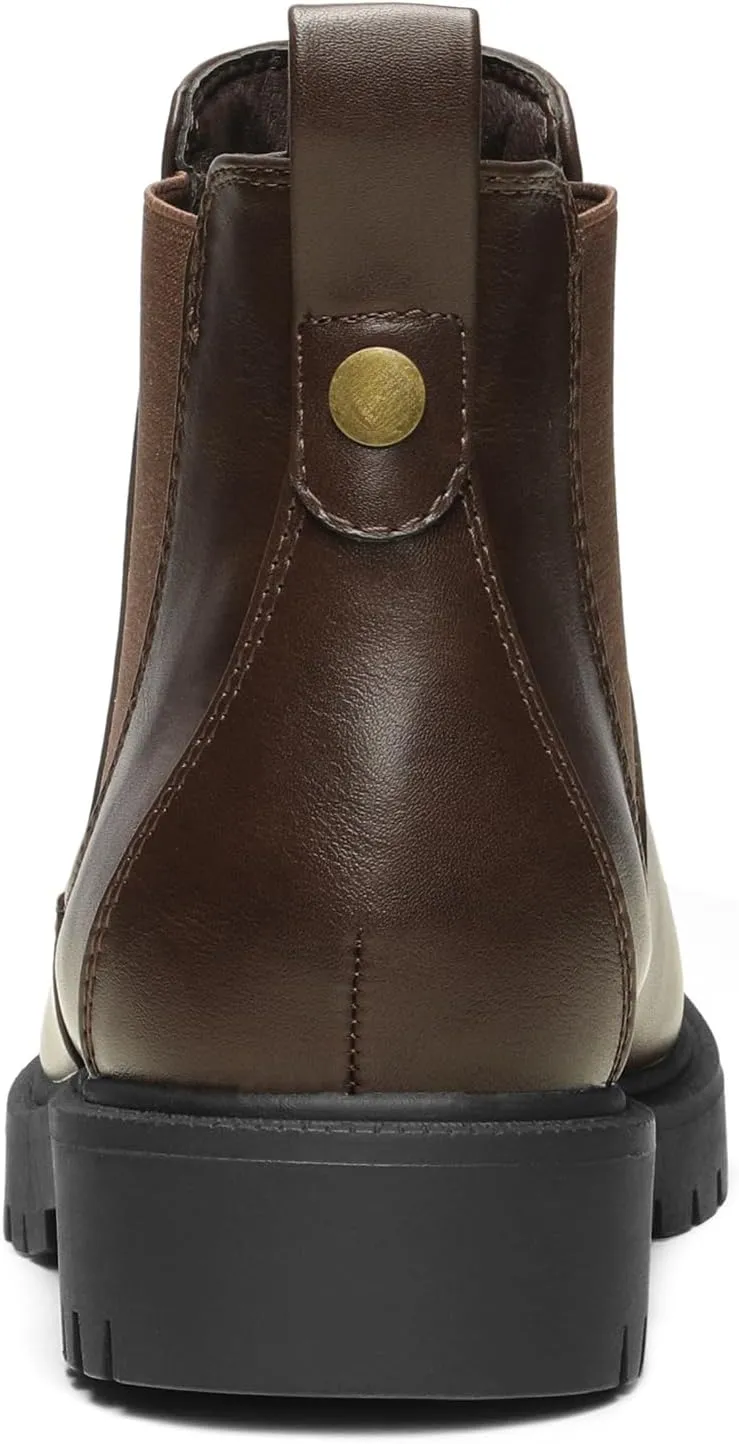 DREAM PAIRS Women's Low Heel Chelsea Ankle Boots Fashion Slip On Elastic Fall Booties Shoes