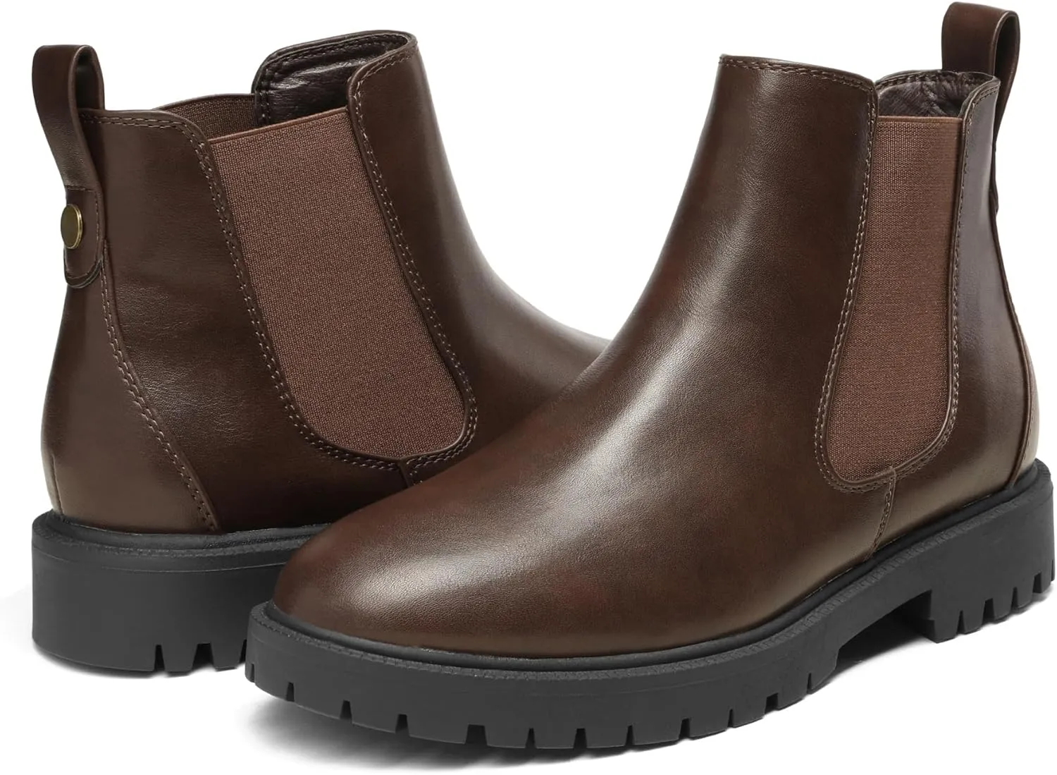 DREAM PAIRS Women's Low Heel Chelsea Ankle Boots Fashion Slip On Elastic Fall Booties Shoes