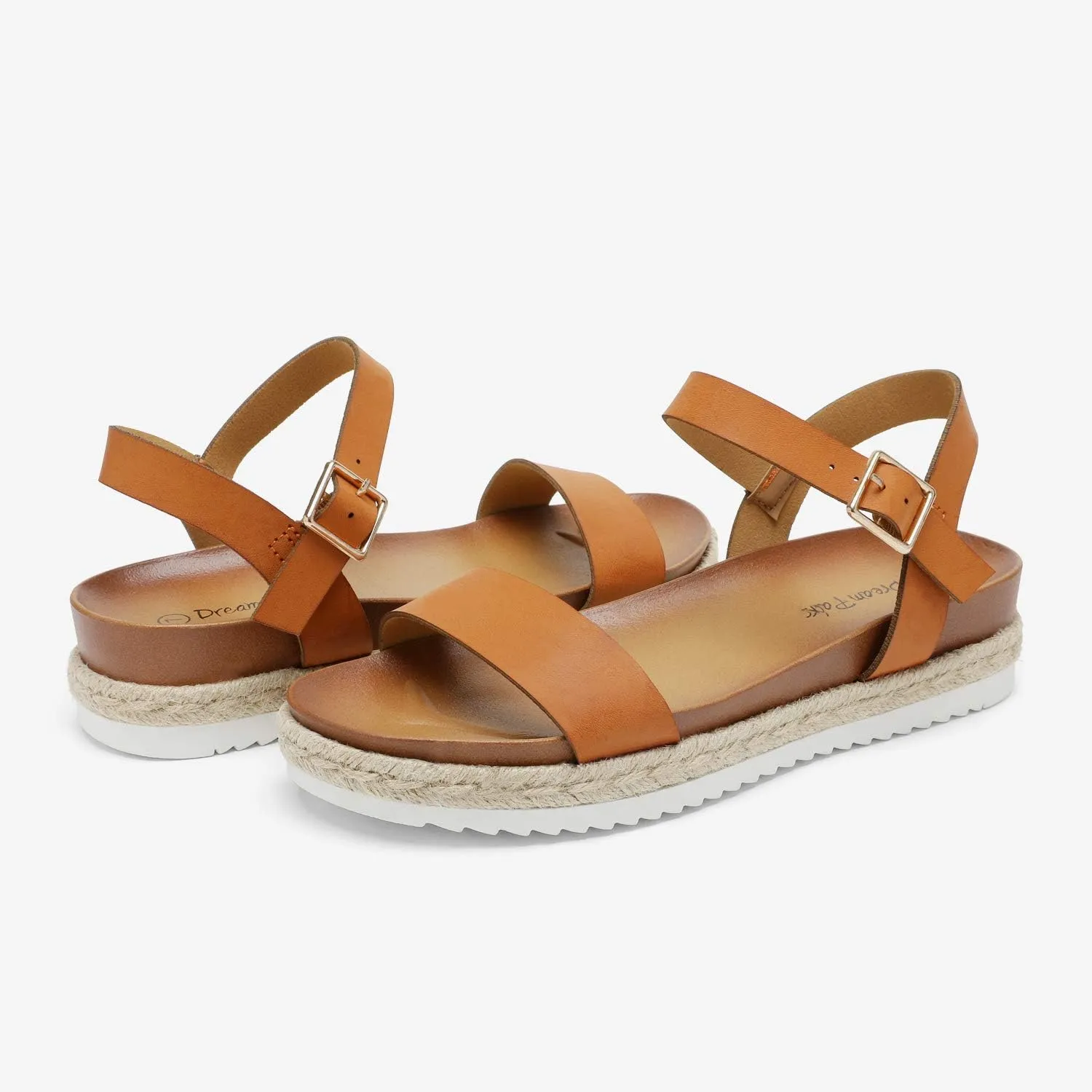 DREAM PAIRS Women’s Open Toe Ankle Strap Espadrille Casual Flatform Platform Wedge Sandals