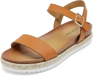 DREAM PAIRS Women’s Open Toe Ankle Strap Espadrille Casual Flatform Platform Wedge Sandals