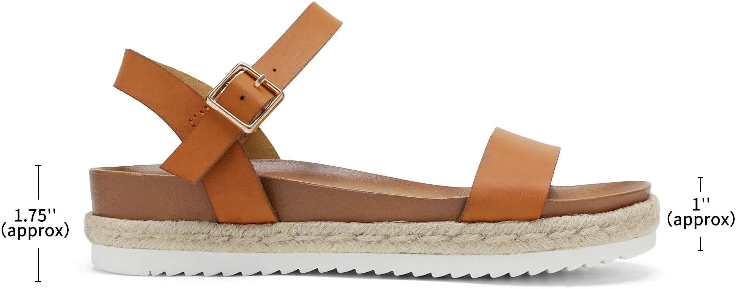 DREAM PAIRS Women’s Open Toe Ankle Strap Espadrille Casual Flatform Platform Wedge Sandals