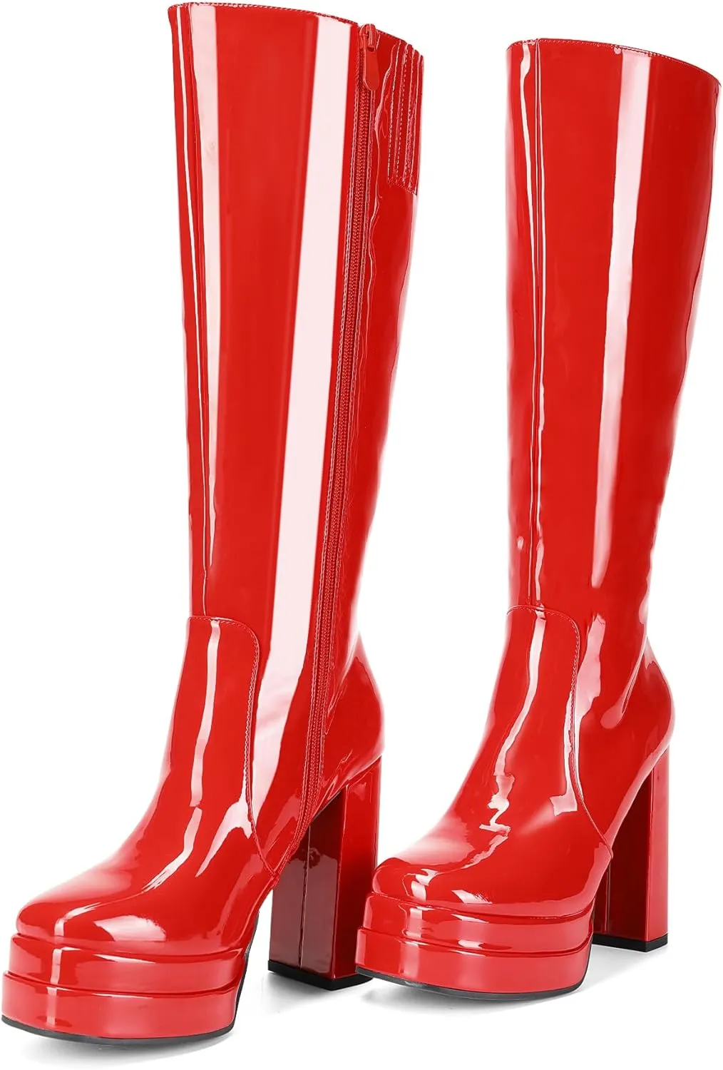 DREAM PAIRS Women's Platform Heeled Knee High Boots, Long Chunky Tall Gogo Boots for Fall