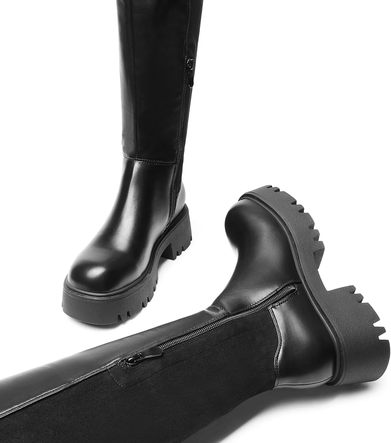 DREAM PAIRS Women's Platform Over The Knee Boots Lug Sole Round Toe Thigh High Long Chunky Block Heels Fall Boots