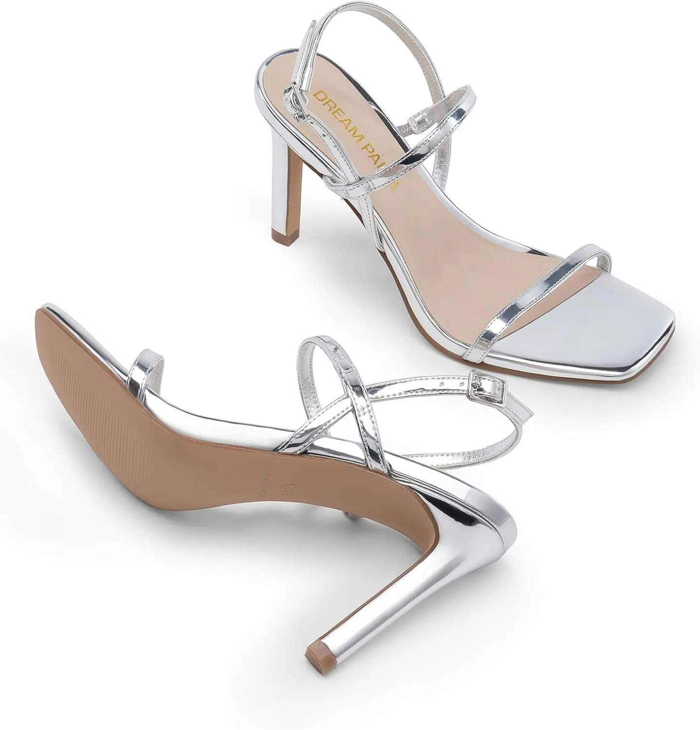 DREAM PAIRS Women’s Slingback Heels High Stilettos Open Square Toe Ankle Strap Pumps Sexy Comfort Strappy Dress Shoes Wedding Bridal Heeled Sandals