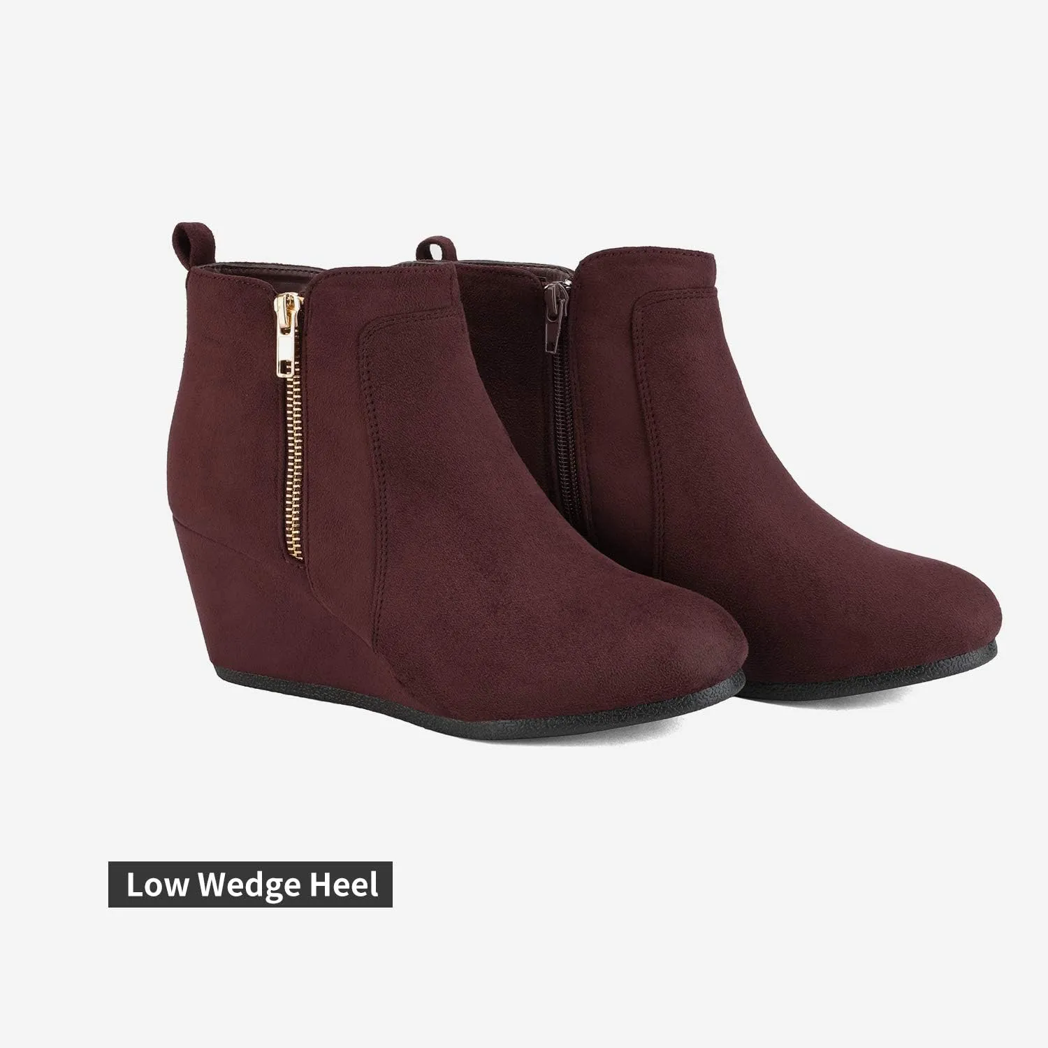 DREAM PAIRS Women's Suede Low Wedges Ankle Boots