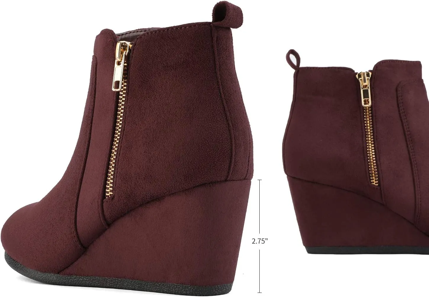 DREAM PAIRS Women's Suede Low Wedges Ankle Boots