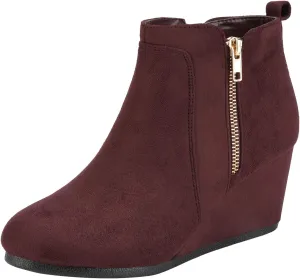 DREAM PAIRS Women's Suede Low Wedges Ankle Boots