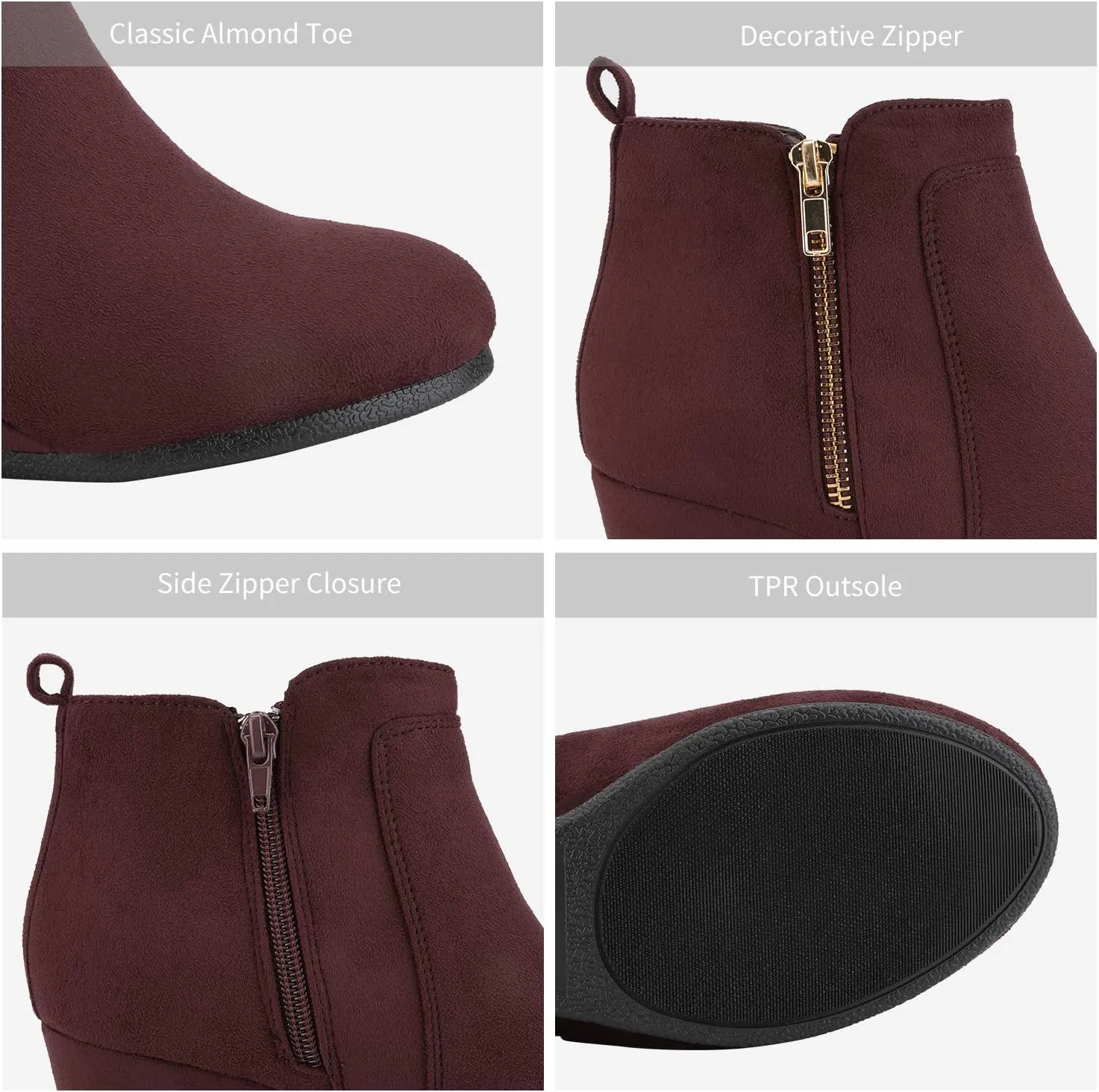 DREAM PAIRS Women's Suede Low Wedges Ankle Boots