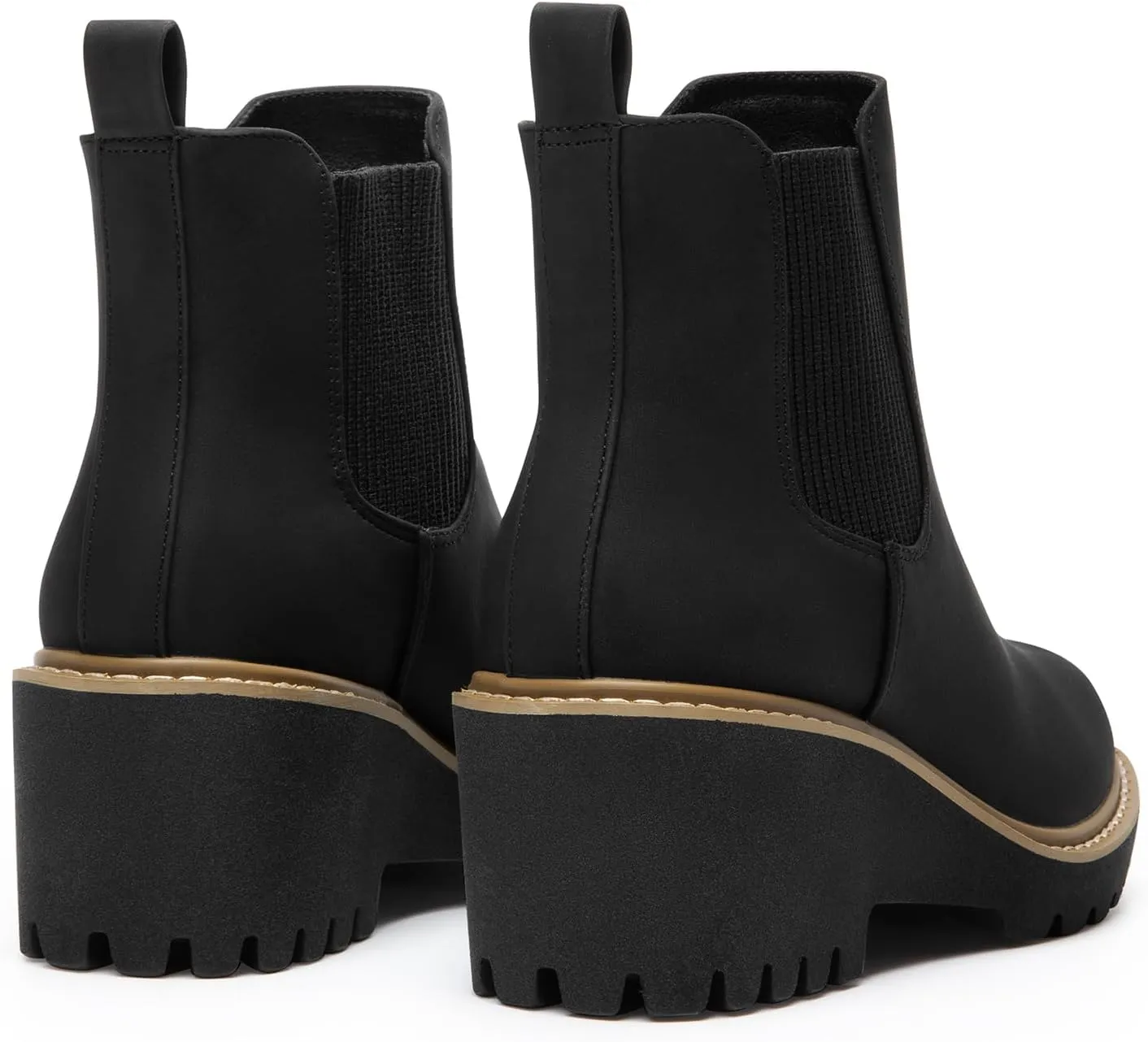 DREAM PAIRS Women's Wedge Chelsea Ankle Boots Fashion Round Toe Low Wedge Heel Platform Booties Shoes