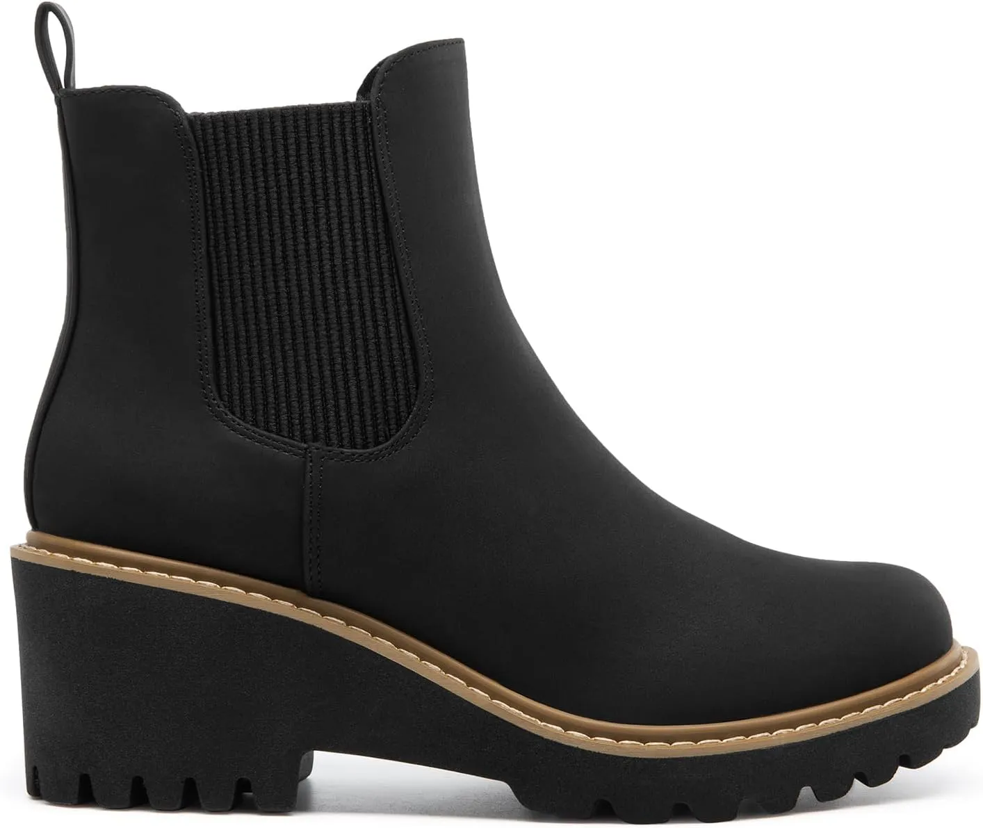 DREAM PAIRS Women's Wedge Chelsea Ankle Boots Fashion Round Toe Low Wedge Heel Platform Booties Shoes