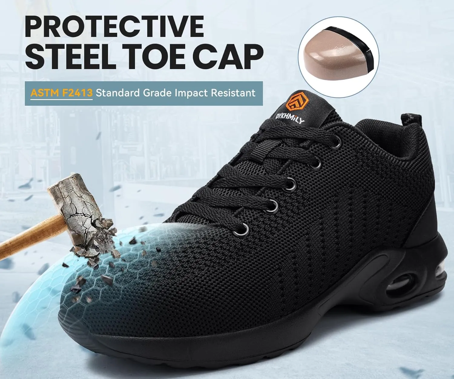 DYKHMILY Steel Toe Shoes for Men Women Lightweight Safety Shoes Steel Toe Sneakers Comfortable Non Slip Work Shoes Composite Indestructible Shoes