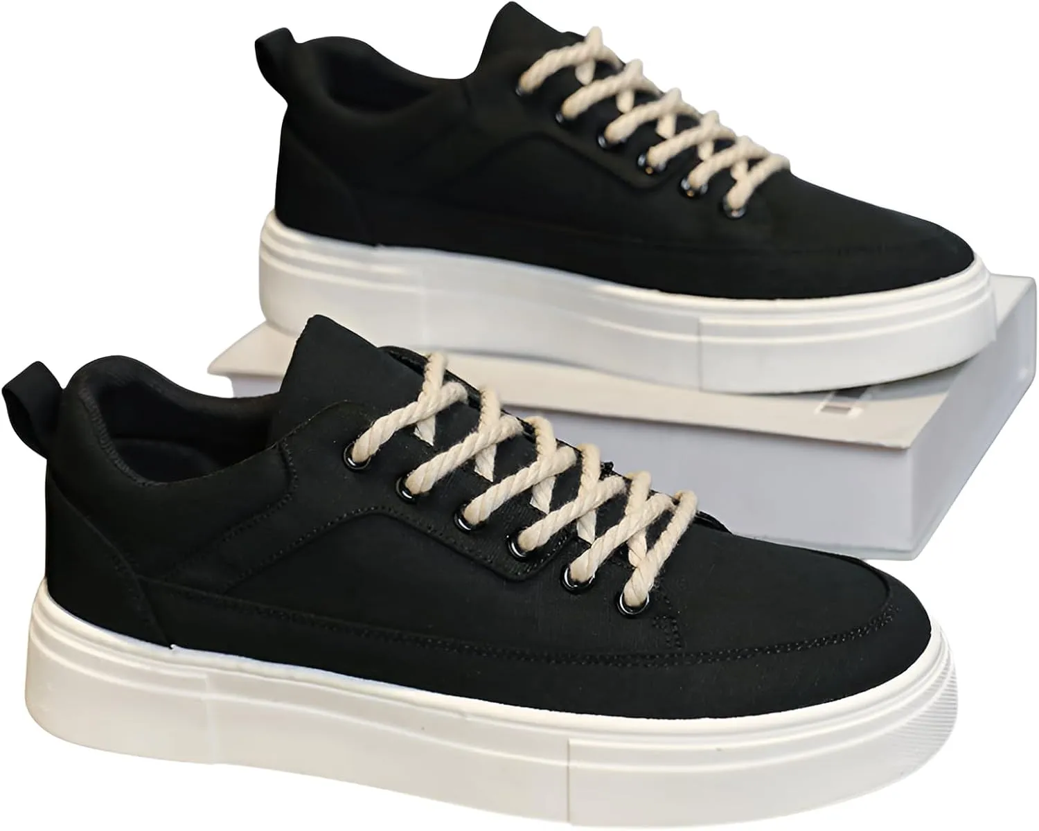 Ellniges]Stylish 【Thick-Soled Canvas Shoes】 for Men - Summer Breathable Casual Sneakers, Retro Trendy Skate Shoes, Perfect for Students and Everyday Wear
