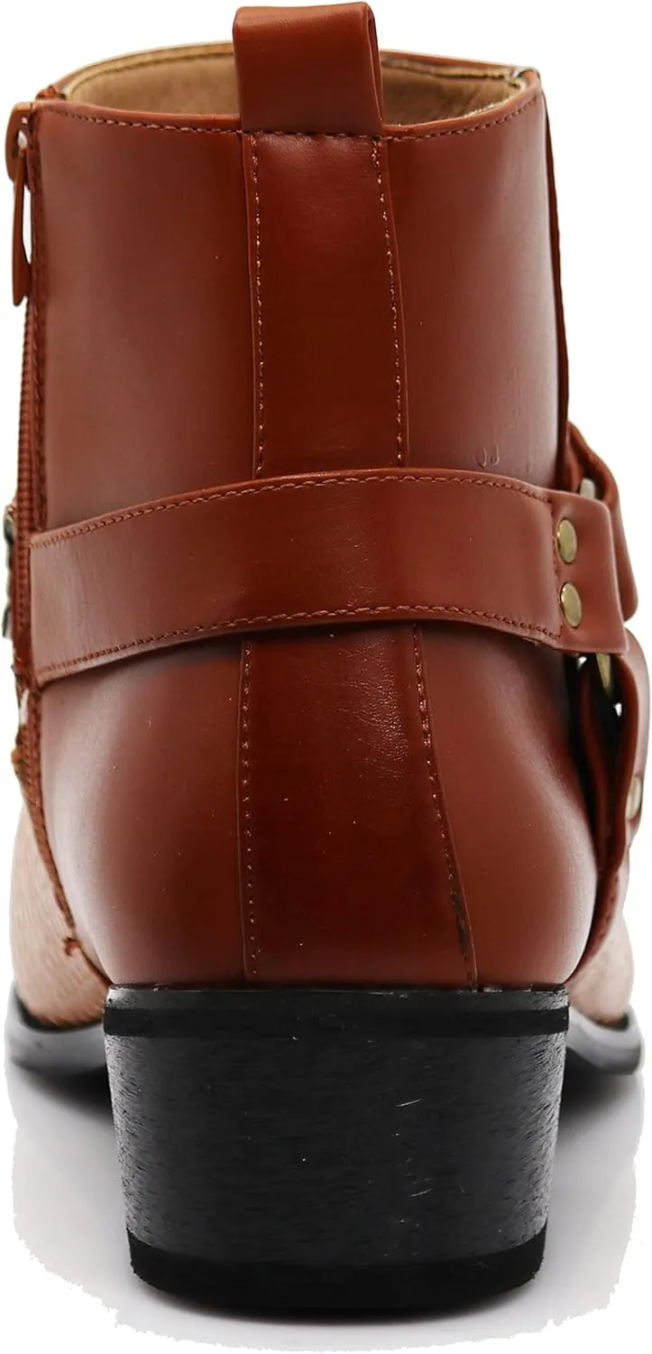 Enzo Romeo WT10 Men's Western Cowboy Motorcycle Ankle Boots