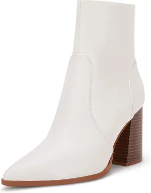 Ermonn Womens Pointed Toe High Heels Ankle Boots Zipper Block Chunky Heel Knit Elastic Fall Winter Dressy Booties