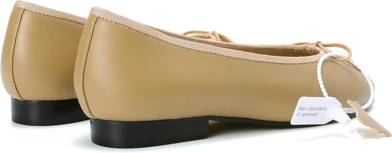 Euphoria Genuine Lambskin Bow Ballet Flats