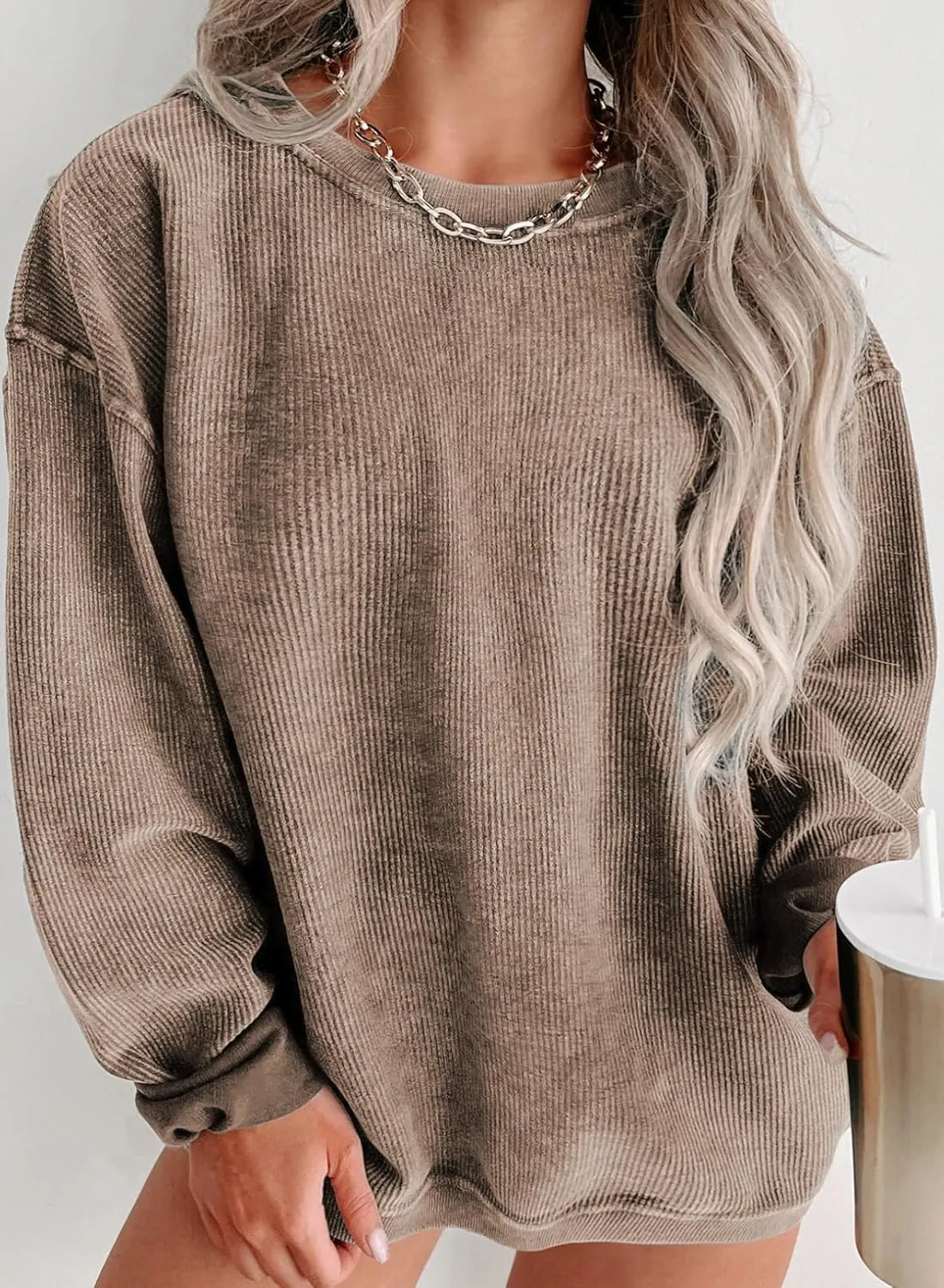 Eytino Women Plus Size Sweatshirts Long Sleeve Crew Neck Casual Oversized Soft Pullover Tops Shirts(1X-5X)