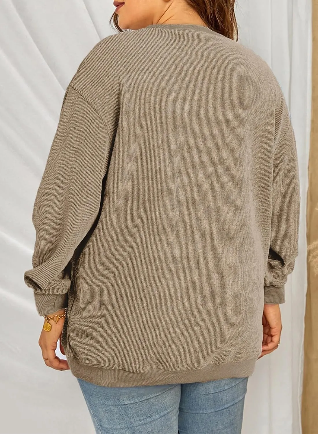 Eytino Women Plus Size Sweatshirts Long Sleeve Crew Neck Casual Oversized Soft Pullover Tops Shirts(1X-5X)