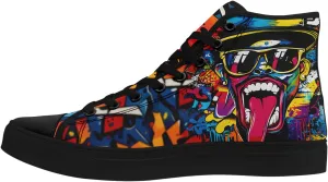Fashion Graffiti High-Top Sneakers for Men Women Lightweight Stylish Canvas Streetwear Flat Shoes Student Breathable Footwear