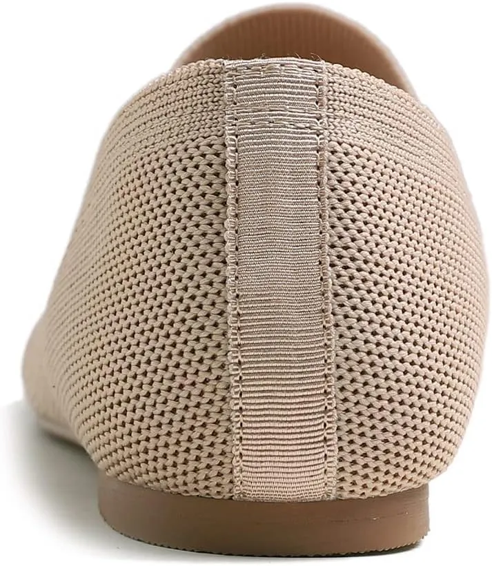 FEVERSOLE Women's Woven Pointy Fashion Cutouts Breathable Knit Flat Shoes