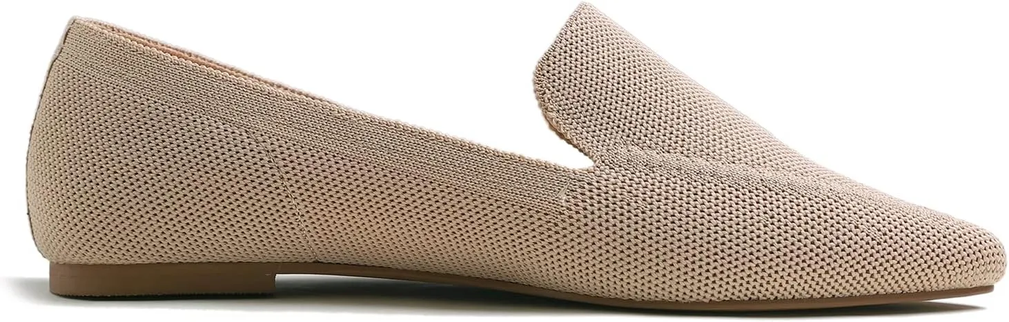 FEVERSOLE Women's Woven Pointy Fashion Cutouts Breathable Knit Flat Shoes