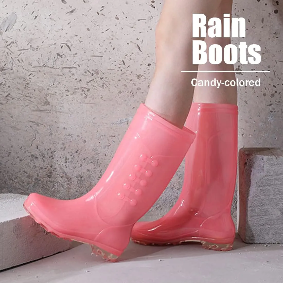 Fiedaz Rain Boots for Women Waterproof Garden Boots Anti-Slip Rain Boots Ladies Candy Color Lightweight Boots