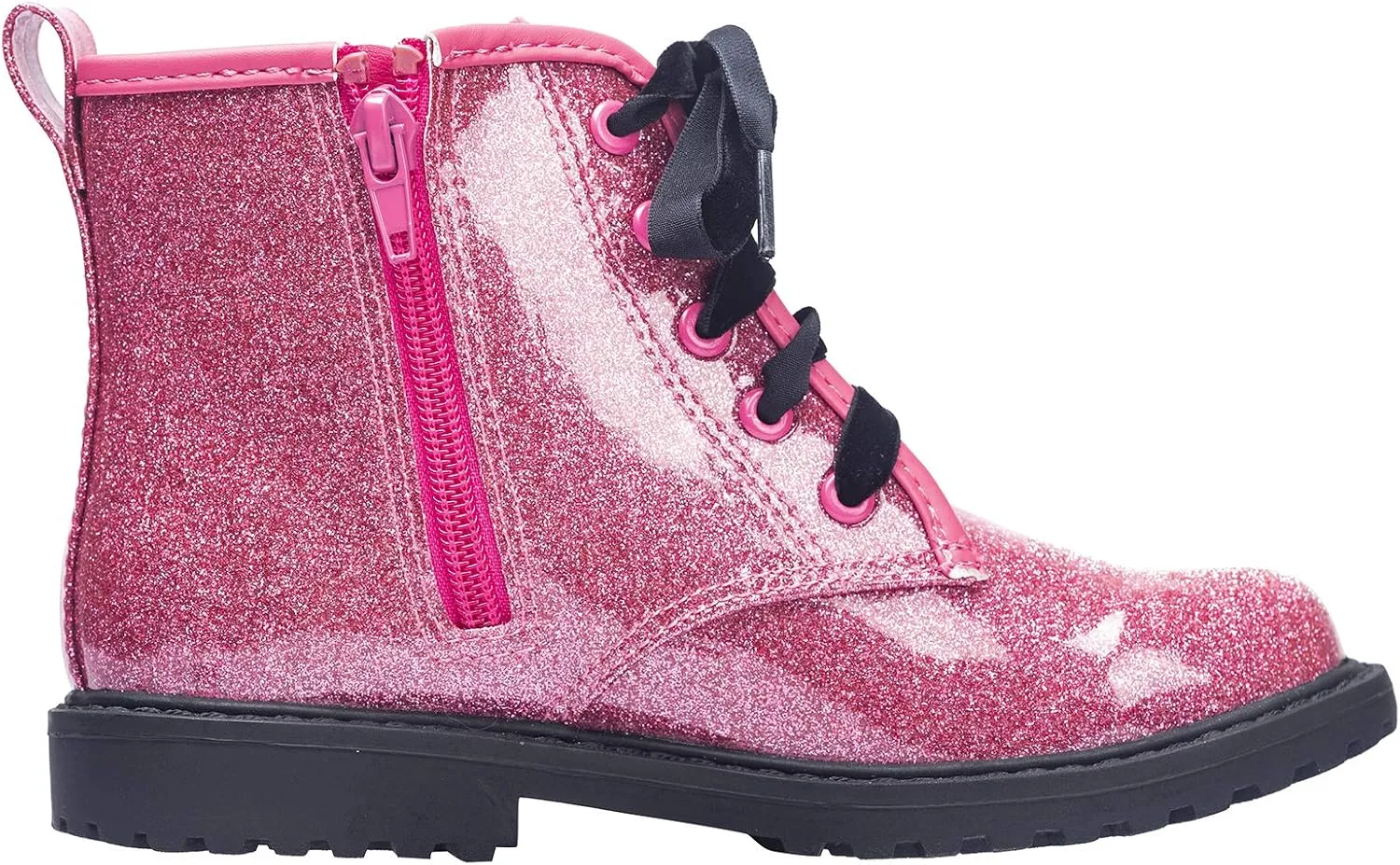 FITORY Girls/Boys Glitter Ankle Boots, Lace Up Waterproof Combat Shoes With Side Zipper for Toddler/Little Kid/Big Kid