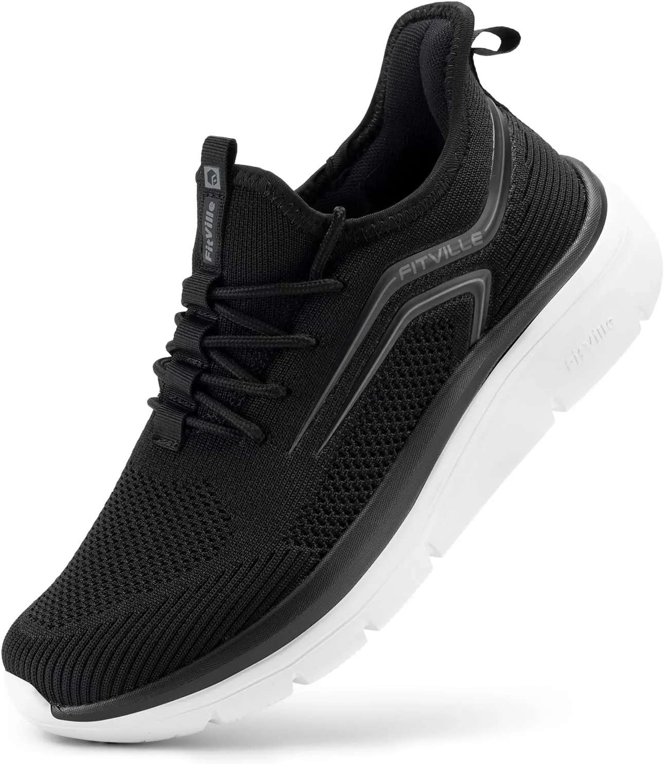 FitVille Men's Wide Walking Shoes Athletic Sneakers Lightweight Workout Slip-on Shoes for Flat Feet - Cloud Strider V1