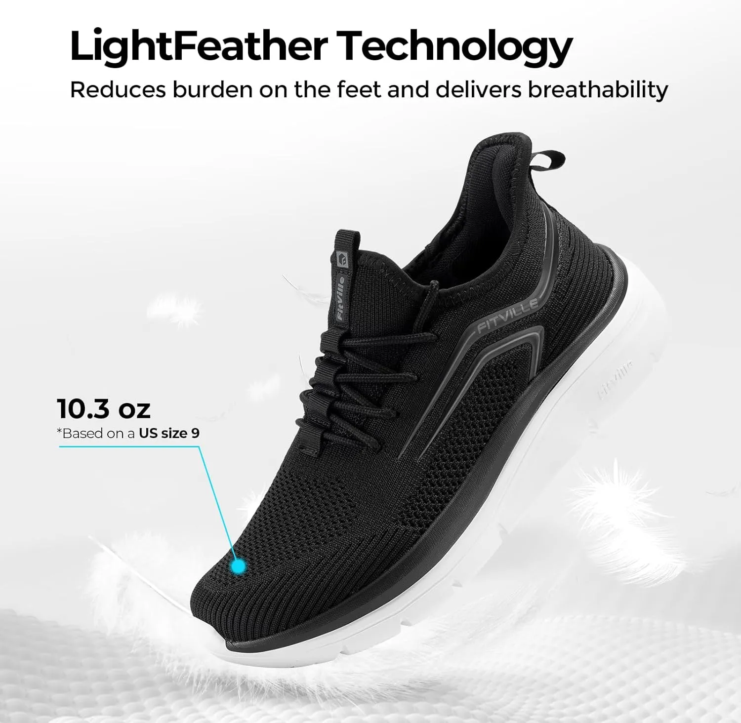 FitVille Men's Wide Walking Shoes Athletic Sneakers Lightweight Workout Slip-on Shoes for Flat Feet - Cloud Strider V1