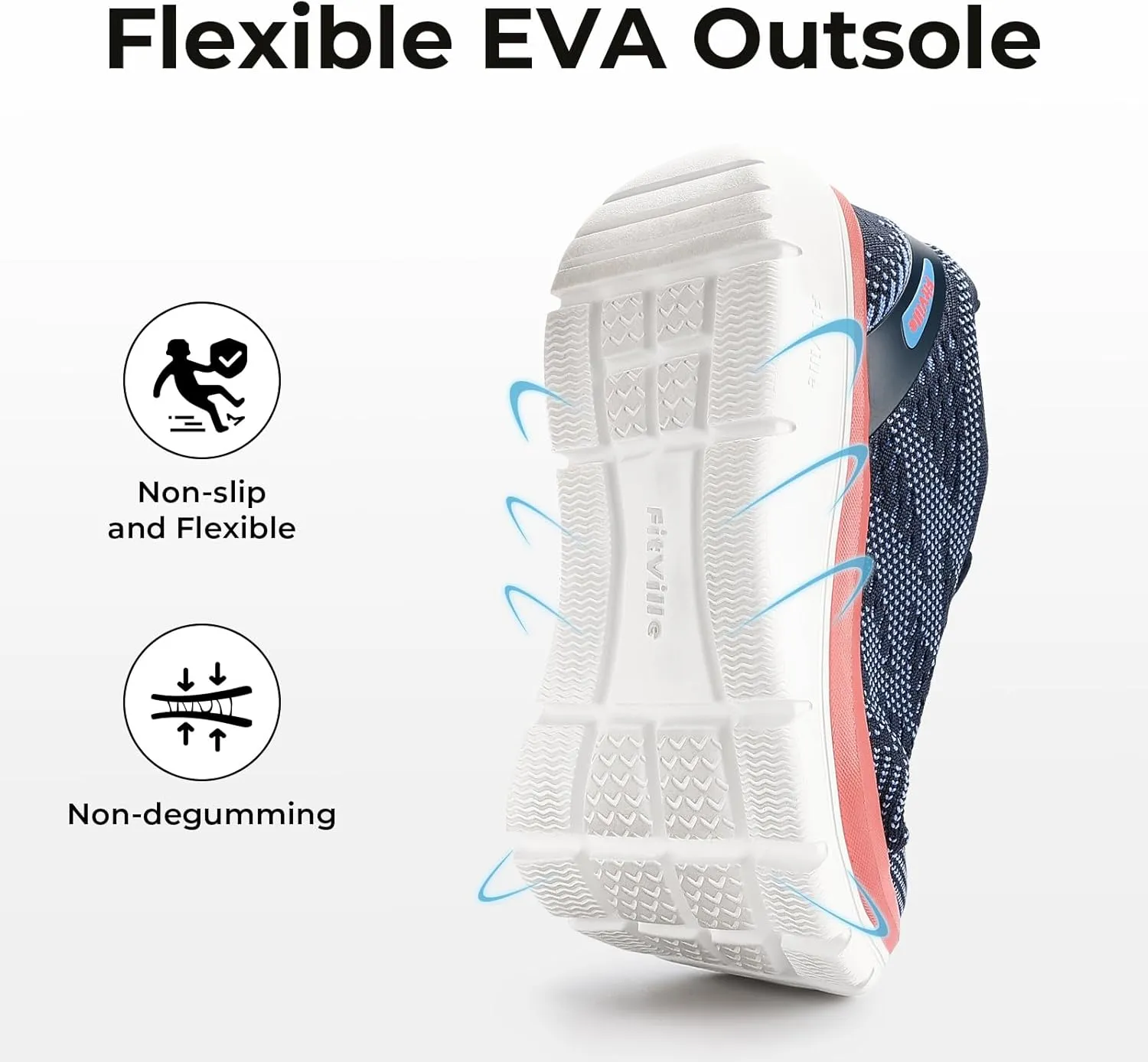FitVille Women's Walking Shoes Wide Width Sneakers Wide Shoes for Women Foot Pain Relief - Cloud Walker V8