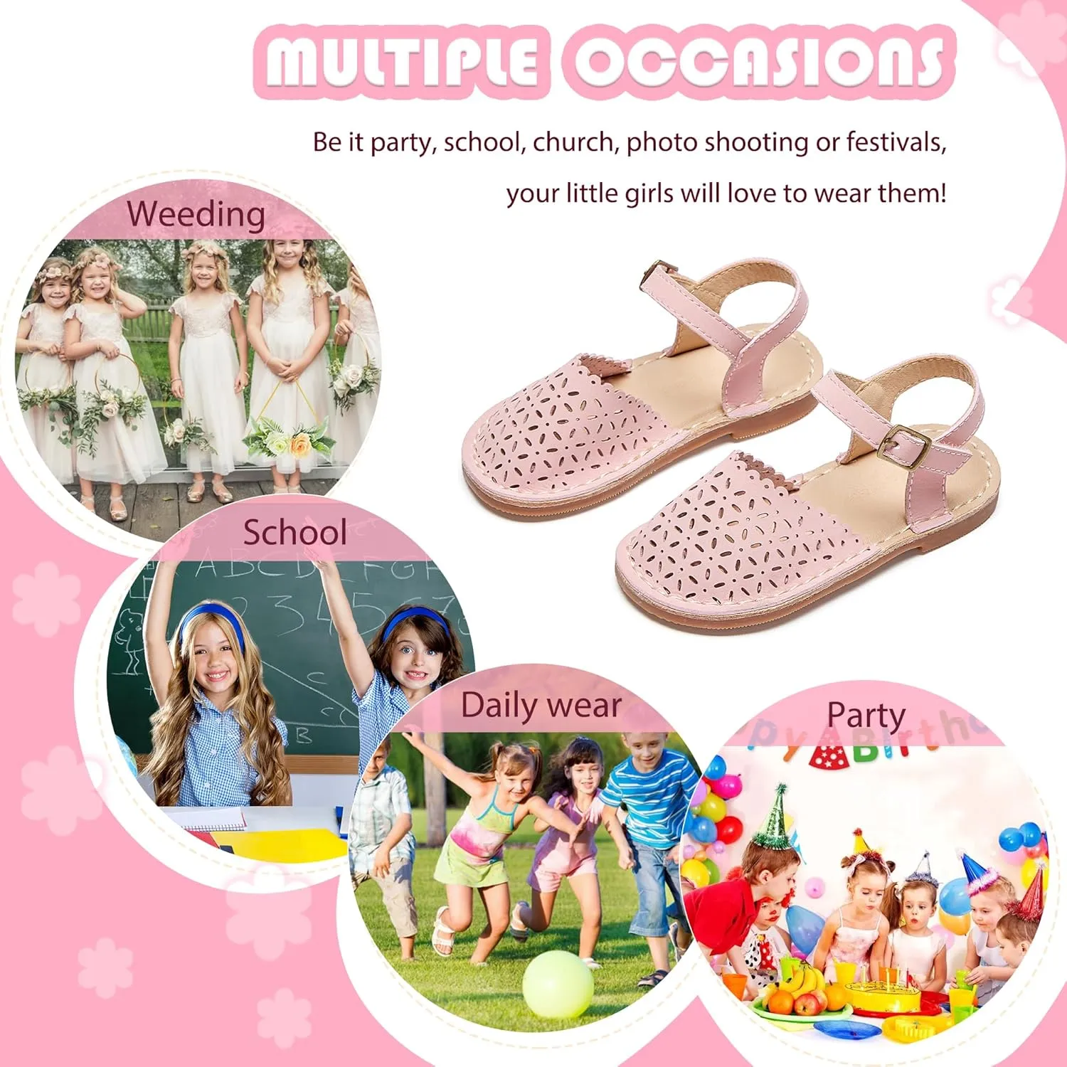 Flaryzone Toddler/Little Kids' Classic Rome Open-Toe Flat Sandals