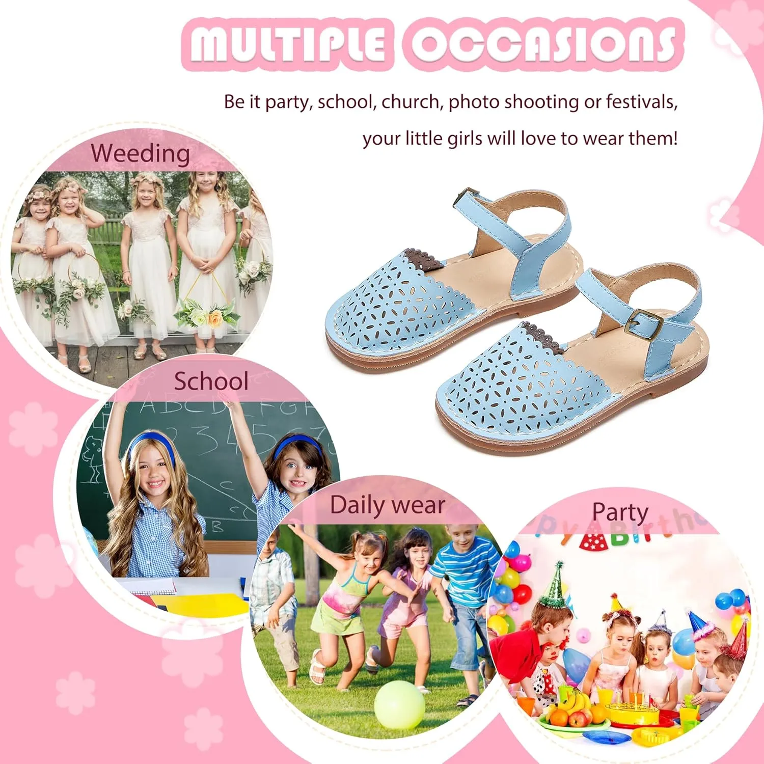 Flaryzone Toddler/Little Kids' Classic Rome Open-Toe Flat Sandals