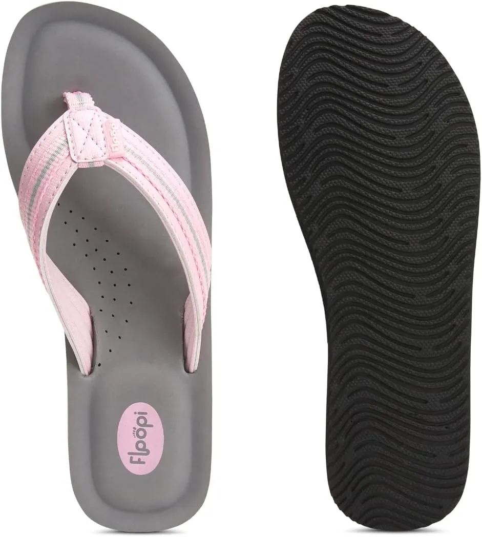 Floopi Flip Flops for Women Casual Thong Womens Sandals Comfort Heel Cushion, Ladies Beach Sandals with Indoor & Outdoor Anti Skid Soles