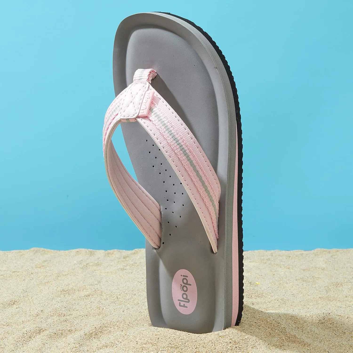 Floopi Flip Flops for Women Casual Thong Womens Sandals Comfort Heel Cushion, Ladies Beach Sandals with Indoor & Outdoor Anti Skid Soles