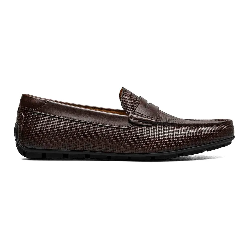 Florsheim Brown Print Leather Weaved Moc Toe Penny Driver