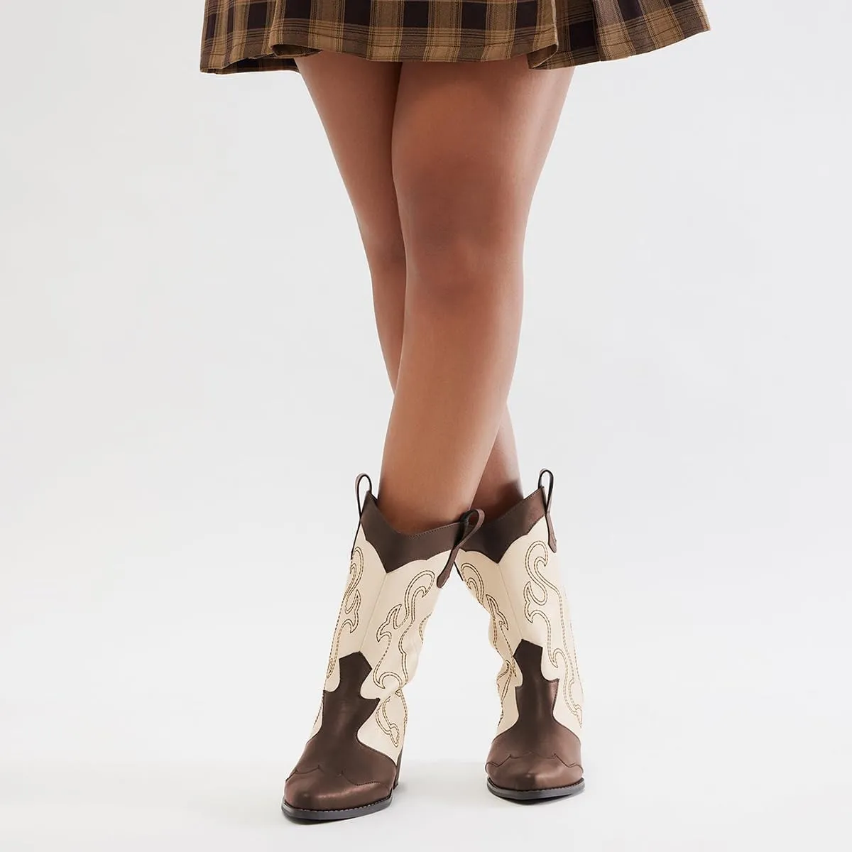 FOWT Women Retro Pointed Toe Embroidered Cowgirl Ankle Boots Stacked Block Low Heel Pull on Casual Cowboy Western Boots Size 4-16 US