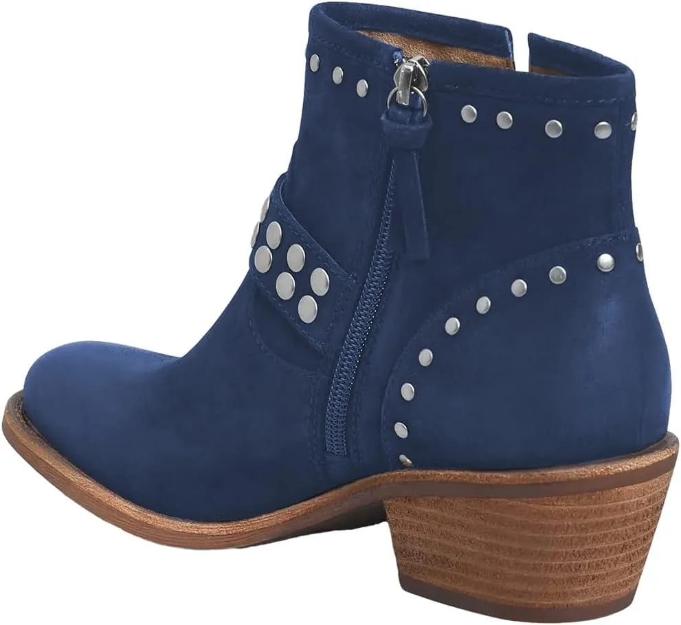 FOWT Women V Cut Cowgirl Ankle Boots Metal Rivet Studded Short Booties Slide Zipper Low Block Striped Heel Boots Metal Buckle Casual Fashion Work Shoes Size 4-16 US
