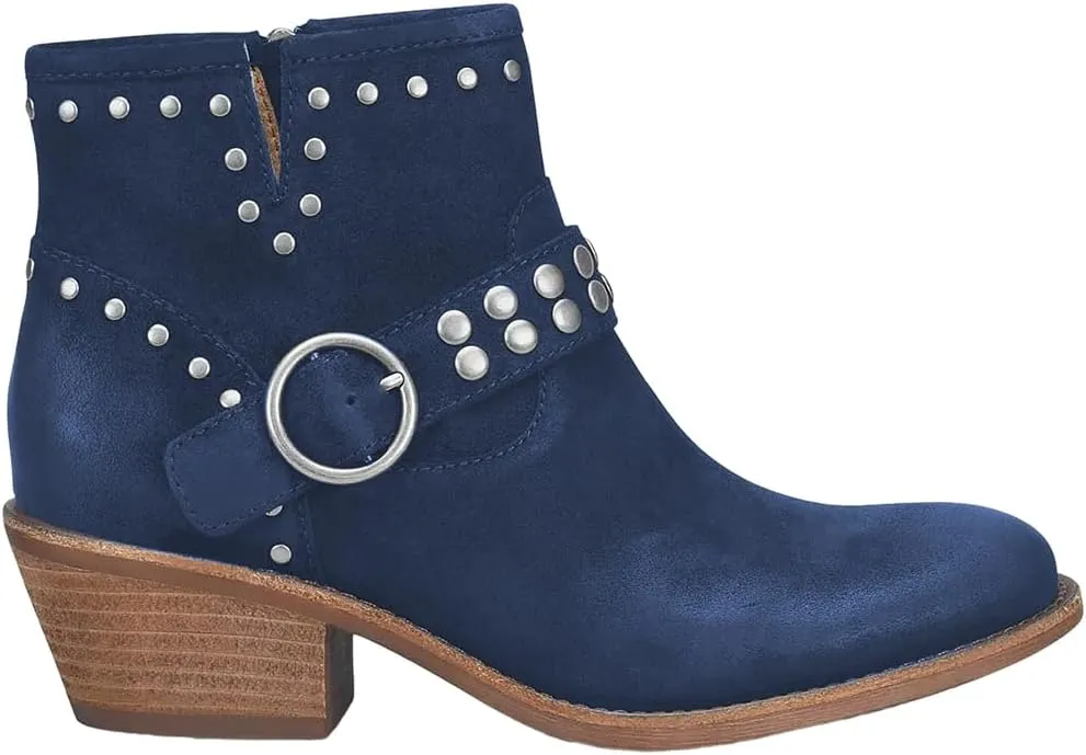 FOWT Women V Cut Cowgirl Ankle Boots Metal Rivet Studded Short Booties Slide Zipper Low Block Striped Heel Boots Metal Buckle Casual Fashion Work Shoes Size 4-16 US