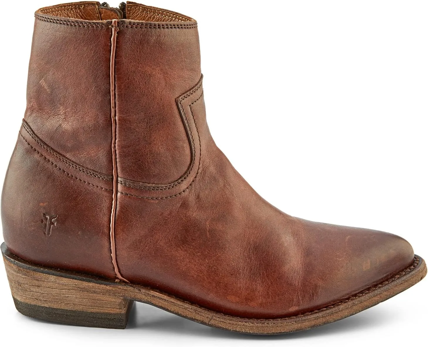 Frye Billy Inside Zip Booties for Women Crafted from Antiqued Leather with Wellington Stitchwork, Brass Hardware - 5 ¾” Shaft