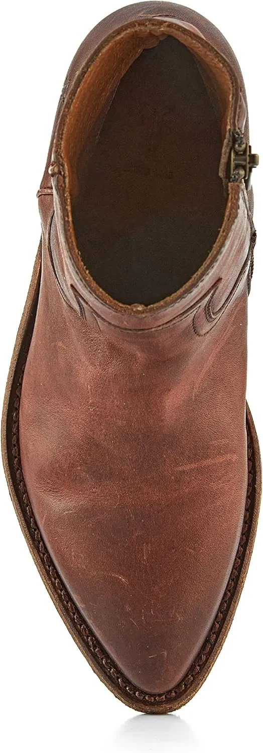 Frye Billy Inside Zip Booties for Women Crafted from Antiqued Leather with Wellington Stitchwork, Brass Hardware - 5 ¾” Shaft